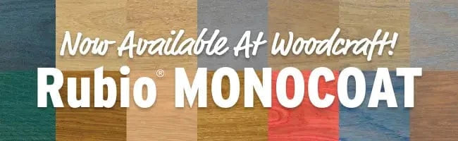 Promotional banner for Rubio Monocoat with wood texture background